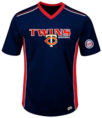 VF Minnesota Twins MLB Mens Cool Base Performance V Neck Jersey Navy Blue Big Sizes (4XL)