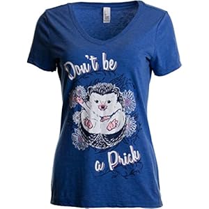 Don't Be a Prick | Funny Hedgehog Attitude Humor Saying V-Neck T-Shirt for Women-(Vneck,M) Vintage Royal