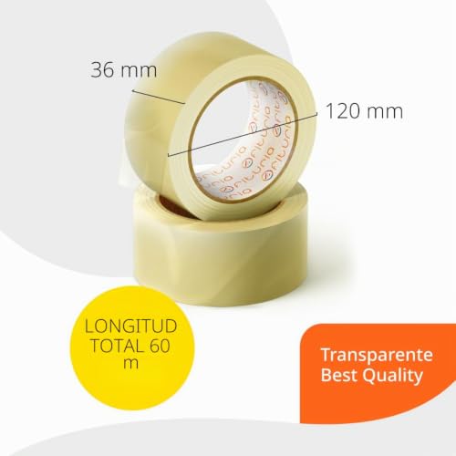 Miniatura 2 de Ofituria Cinta Adhesiva De Embalar Transparente Para Embalaje De Cajas De Cartón De Envíos Y Mudanzas. Precinto Para Empaquetados Seguros Y Resistentes 36 Cms X 60 Mts - Transparente, 3 Rollos