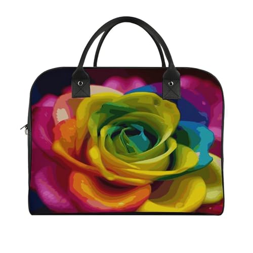Bolso Tote Rainbow Flower con cierre y correa ajustable miniatura 3