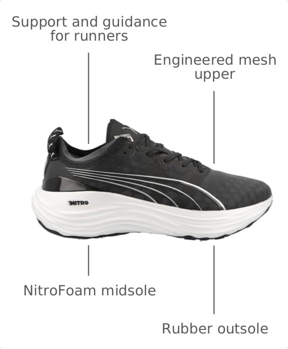 Image of PUMA Womens Foreverrun Nitro Running Sneakers Shoes - Black - Size 9.5 M