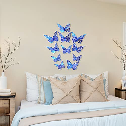 Yuventoo 12 peças adesivos de parede oco para fora em forma de borboleta decalque de parede 3d recor