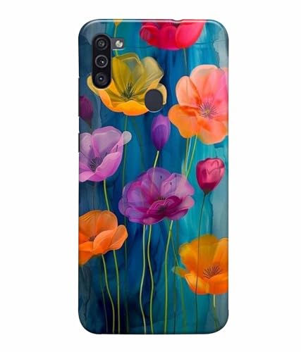 Image of Printed Hard Back Case Cover & Compatible for Samsung Galaxy M11 / Samsung Galaxy A11 | Flower Vector Art (Multicolor) - D1193