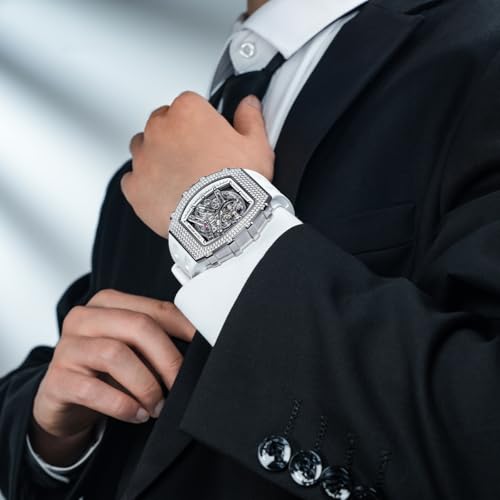 Image of TSAR BOMBA Mens Luxury Watch Automatic Watches for Men 50M Waterproof Japanese Mechanical Movement Tonneau Stainless Steel Case Sapphire Glass Big Face Cool Unique Fashion Gift Men