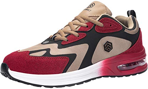 DYKHMILY Zapatillas de Seguridad Hombre Ligero, Air Cushion Zapatillas de Trabajo con Punta de Acero Calzado de Seguridad Comodo Transpirable Reflectivo(Rojo,42EU)