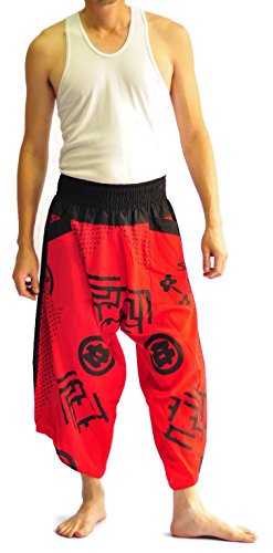 Siam Trendy Men's Japanese Style Pants One Size White Japanese Design3