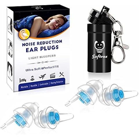 Softvox Small Ear Plugs for Noise Cancelling,Reusable Earplugs Sound Blocking Sleeping Soft Silicone Noise Reduction Ear Plugs for Sleeping,Snoring,Loud Noise,Travel,Studying -31dB Hearing Protection Cover