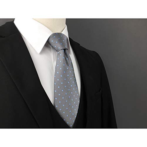 S&W SHLAX&WING Gravata masculina cinza azul com pontos gravatas masculinas de seda clássica tamanho