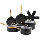 Induction Base Nonstick Pots & Pans 9 Piece Set, Kitchen Cookware Sets, Dishwasher Safe Non Stick Cooking Set with Frying Pans Saute Pan Casserole Saucepan Pan Protector Electric, Gas and Ceramic Hobs