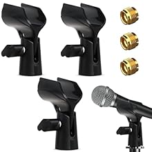 Material: Microphone clips for stands have hard and durable plastic, which can well meet your daily use requirements. Mic holder is a must-have accessory for singers, speakers and performers Adjustable: This microphone clip holder is designed with an...