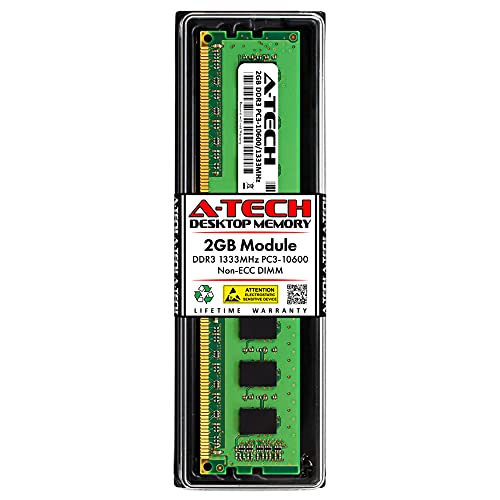A-Tech RAM 2GB DDR3 1333 MHz PC3-10600 DIMM - Desktop Computer Memory - CL9 240-Pin UDIMM Non-ECC Unbuffered Upgrade Module