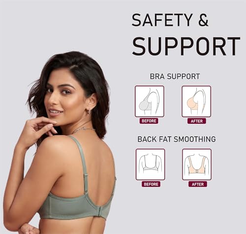 Image of Women's Pure Cotton Blend Lightly Padded Bra (Pack of 3) | Full Coverage Wirefree T-Shirt Bra | Soft Breathable Everyday Bra | Adjustable Straps | Comfortable Multicolor Bra