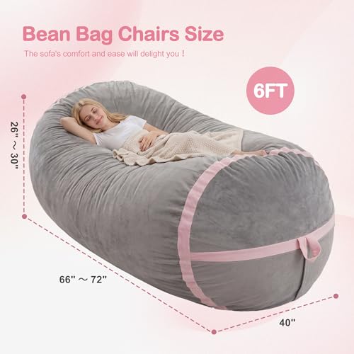 Image of 6FT Bean Bag Chair 6'Giant Bean Bag Chairs with Adults, Large Beanbag Chair