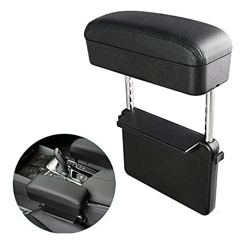 Blueshyhall Car Center Console Organizer Armrest Storage Box Holder Container, Black Leather Arm Rest Wireless Charger Cover