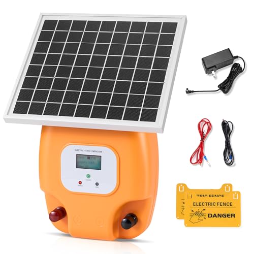 CURECURE Solar Electric Fence Charger with 8100mAh Lithium Battery, 10W Solar Panel, Easy Installation, 6 Miles Range, 1.5 Joules, LED Display, Use for Livestock, Pet, Farm, Garden