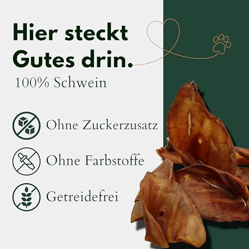 BREERs Getrocknete Schweineohren für Hunde 10 Stück Kauartikel aus Schwein, Hundeleckerli getreidefrei, Kausnack, Leckerli Hund, eigene deutsche Herstellung