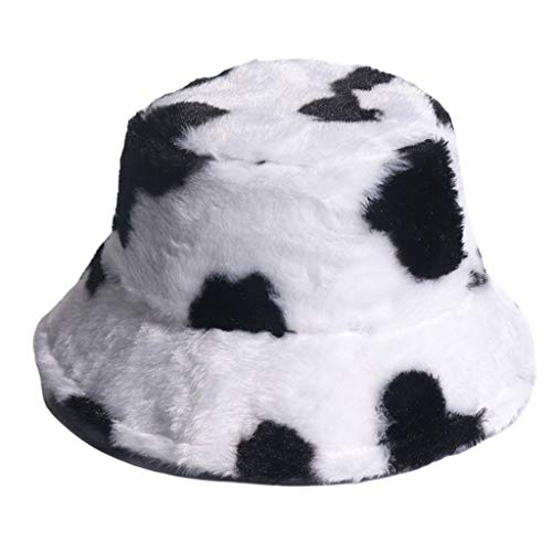 niumanery-Women-Winter-Warm-Fluffy-Plush-Bucket-Hat-Milk-Cow-Print-Panama-Fisherman-Cap-Hot-Pink