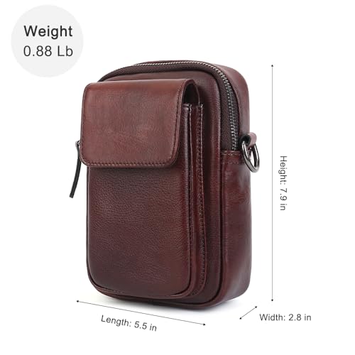 Image of Small Leather Crossbody Bags for Women Mini Messenger Bag for Men Purse Shoulder sling bag