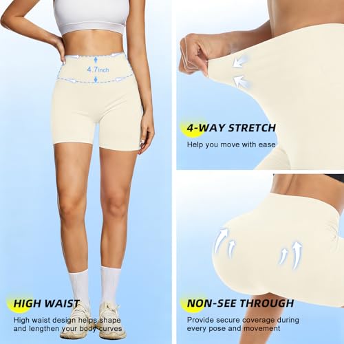 Image of FULLSOFT High Waisted Biker Shorts for Women-5 inch Tummy Control Fitness Athletic Workout Running Yoga Gym Shorts