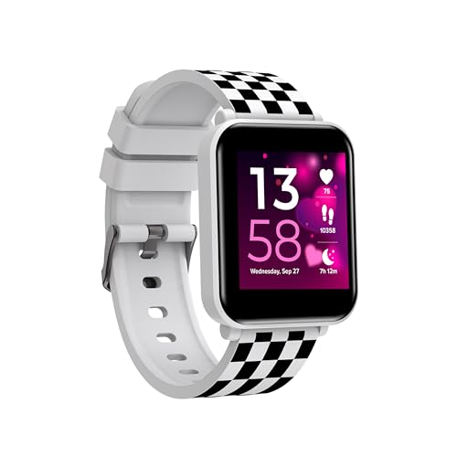 Canyon Montre Connectée Enfant Joyce KW-43 avec Double Bluetooth, Lecteur Musique, Écran IPS 1,54", 25 Modes Sport, IP67, Blanc