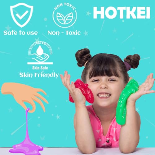 Image of HOTKEI (10 Slime kit) Fruit Scented Colorful DIY Magic Toy Slime Gel Jelly Clay Putty Set Toys for Girls Kids Boys Slime kit Set Toys with Glitter| Charms | Beads Slime Making Kit