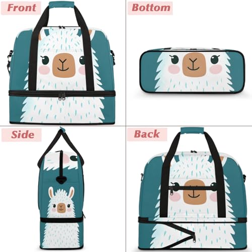 Large Weekender Overnight Bags Animal Cute Cartoon Alpaca Travel Duffel Bag for Women Men Gym Bag With Shoe Compartment Foldie Travel Tote Bag Carry On Personal Item Bag for Travel Gym Sports3