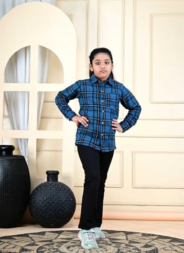 Image of Kids Cotton Shirt - Regular Fit Shirt for Girls & Boys, Unisex Full Sleeves Shirts, Collared Neck,Button Down Shirt, Checks Shirts for Casual Wear