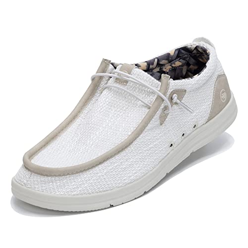 JARLIF Men's Casual Slip-on Loafers Boat Shoes Comfortable Arch Support Width Walking Canvas Shoes US Size 7-13