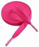 VSUDO 47 Inches Rose Red Fine Weave Flat Shoe Lace for Sneaker, 5/16” Width Flat Sneaker Shoestring, Flat Sneaker Shoelace, Flat Shoe String for Running Athletic Shoes (1 Pair-Rose Red-120CM) - Image 1