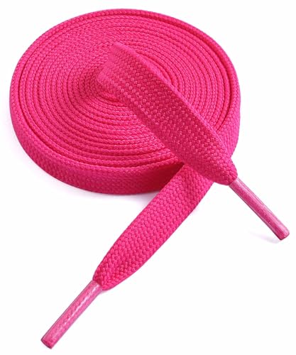 VSUDO 47 Inches Rose Red Fine Weave Flat Shoe Lace for Sneaker, 5/16” Width Flat Sneaker Shoestring, Flat Sneaker Shoelace, Flat Shoe String for Running Athletic Shoes (1 Pair-Rose Red-120CM)