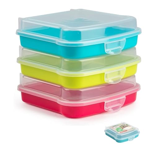 Stenzzo Pack de 3 porta sándwich y alimentos. Libre de BPA. Tupper niños colegio, fiambreras comida trabajo, ideal...
