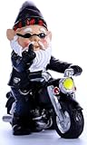 agctrler Gartenzwerg Motorrad Zwerge für den Garten, 13.3cmx13cm Lustige Gartenzwerg Gartenstatuen, Wasserdicht Sonnenschutz Gartendeko, gartenzwerge für Außen, Motorrad Geschenke für männer