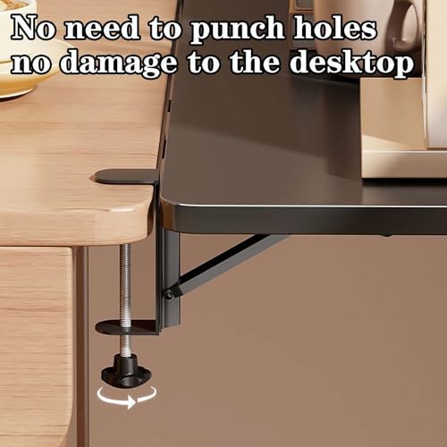 Vassoio estensibile da scrivania, mensola a morsetto senza punzonatura, supporto ergonomico per braccio del computer per casa e ufficio, estensione desktop