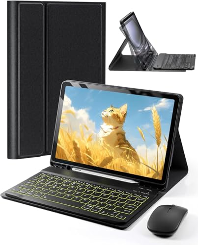 Image of Keyboard Case for Tab A11 / A9 8.7-inch Case with Keyboard Samsung Galaxy Tab A11-2025 A9-2023 Tablet Case with Magic Keyboard Backlit Built-in Pencil Holder with Mouse Black