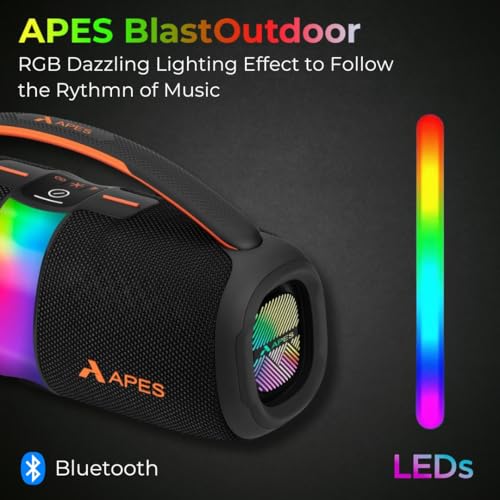 Image of APES BlastOutdoor Bluetooth Party Speaker, 8Hrs Playtime, Dynamic RGB LED's, 40W Speaker (Black)