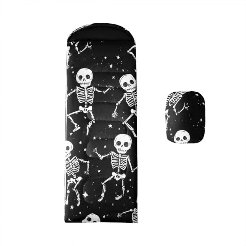 Feelyou Bolsa de Dormir para Niños Halloween con Diseño de Calabaza y Calavera, Impermeable, para Camping en Clima Fresco, Incluye Bolsa de Compresión miniatura 1