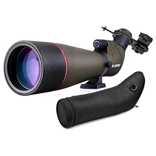 Svbony SV13 20-60x80 Telescopio Terrestre con Adaptador Teléfono, Impermeable Óptica FMC Porro Prisma Catalejos Spotting Scope Bolsa de Transporte para Observación de Aves, Tiro al Blanco
