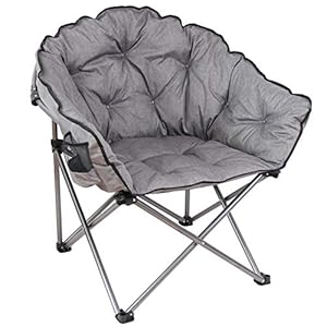 MacSports C932S 129 Padded Cushion Outdoor Folding Lounge Patio Club Chair Gray