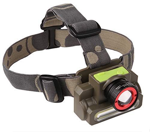 Image of DOCOSS 2 in 1 Zoomable Military Rechargeable LED Head Torch Ultra Bright Water Resistant Cree USB Rechargable Head lamp Headlight for Camping Cycling Trekking(Green, ABS)