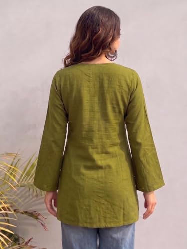 Image of ANNI Designer Cotton Short Kurti for Women | Stylish Kurti | Short Kurti Top | Casual Kurta for Women | Comfortable Cotton Kurtis for Womens