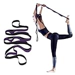 Yoga Strap for Stretching with 10 Loops Inelastic Soft Polyester Cotton Stretch Out Band for Exercise, Yoga, Pilates and Dance for Men and Women