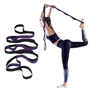 Yoga Strap for Stretching with 10 Loops Inelastic Soft Polyester Cotton Stretch Out Band for Exercise, Yoga, Pilates and Dance for Men and Women