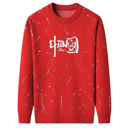Chinese New Year red festive autumn and winter round neck men's knitted sweater fashionable top