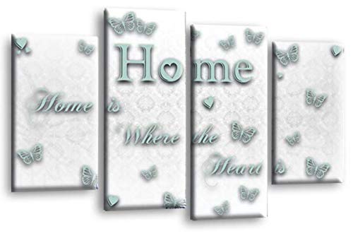 Le Reve Home Quote Wall Art White Duck Egg Grey Canvas Picture Love Family Split Panel Print