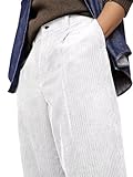 UpQuire White Mens Corduroy Pants Retro Pleated Casual Trousers Straight Leg Fall Winter Plus Size Dress Pants Trouser Size 4X-Large