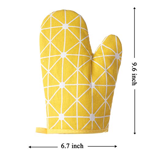 WinChange Oven Mitts and Potholders BBQ Gloves-Oven Mitts and Pot Holders with Recycled Cotton Infill Silicone Non-Slip Cooking Gloves for Cooking Baking Grilling (4-Piece Set,Yellow)