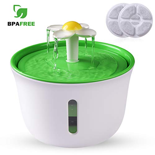 semai Cat Water Fountain, Cat Fountain with Water Level Window, Cat Water Dispenser, Pet Water Fountain, 3 Modes Pet Drinking Fountain for Dog and Cat with 2 Filters, Green.