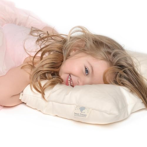 Image of Organic Toddler Pillow Made in the USA and Organic Cotton Pillowcase - 13x18 Soft Natural Cotton Toddler Pillow for Sleeping - Washable Baby Nap Pillow - Travel Pillow - Kids Sleeping Bedding
