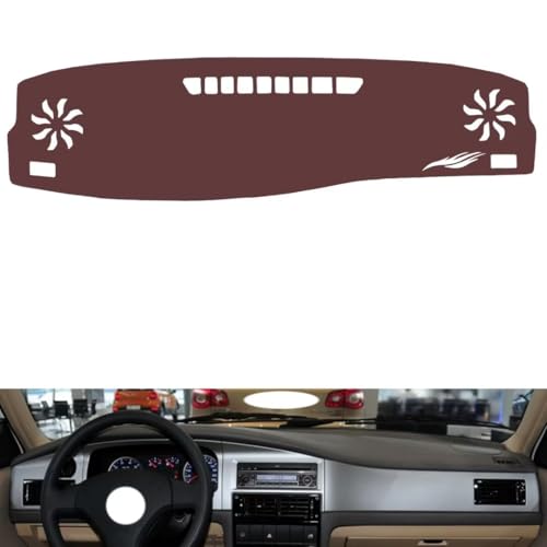 Anti-Slip Sun-Proof Dashboard Cover Compatible with VW Santana Vista （air Outlet） 2004-2010, Premium Leather (Brown)