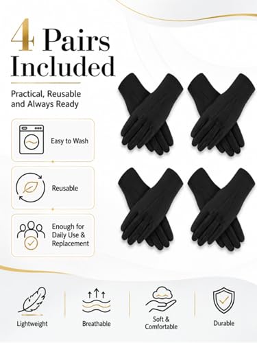 Guantes de uniforme de elastano blancos en pack de 4 pares para disfraces de esmoquin 4